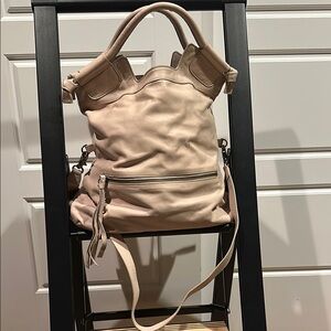 Foley + Corinna Elegant Cream Leather Tote Bag